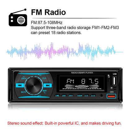 Hippcron Car Radio 1Din Stereo Player Digital Bluetooth Car MP3 Player Color FM AUX Radio Stereo Audio Music USB TF with In Dash
