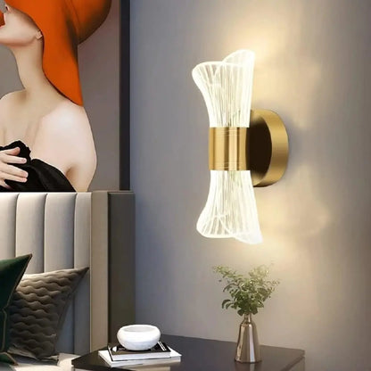 Gold Acrylic Wall Sconce, 12W Led Wall Lamp with 3 Color Temperature Options (3000K/4000K/6500K), Perfect for Hallway