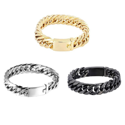 Alloy Chain Bracelet Streetwear Jewelry Fashion Men Bikers Bracelet with Buckle Solid Color for Gift for Party Wedding Travel