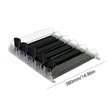 Can Shelf Pusher Adjustable WidthCanned Beverage Push Rack Spring Push Auto Beer Pusher Holder E-shaped Glide for Refrigerator