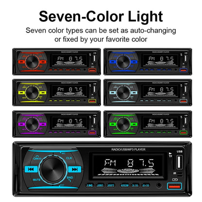 Hippcron Car Radio 1Din Stereo Player Digital Bluetooth Car MP3 Player Color FM AUX Radio Stereo Audio Music USB TF with In Dash