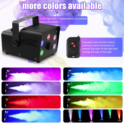 U'King 500W Fog Machine 5PCS RGB LED Beads Smoke Machine for DJ Disco Christmas Wireless Remote Control Stage Fogger Ejector