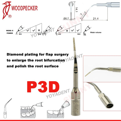 Woodpecker Dental Scaler Tips Ultrasonic Tooth Cleaning Machine Cutter Head Endo Perio Scaling Tips Fit EMS UDS Scaler Handpiece
