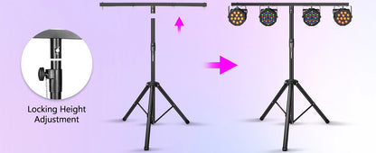 Stage Light Bracket Support DJ Lighting Adjustable Tripod Stand with Top T Bar for Par Lights Stage Lighting Fixture Disco Party