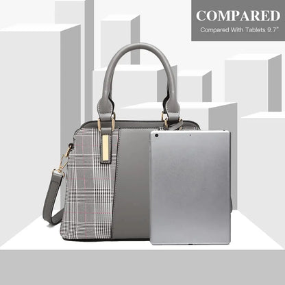 Miss Lulu Handbag Women Retro Stripes Crossbody Bags Elegant Stitching Shoulder Bag Faux Leather
