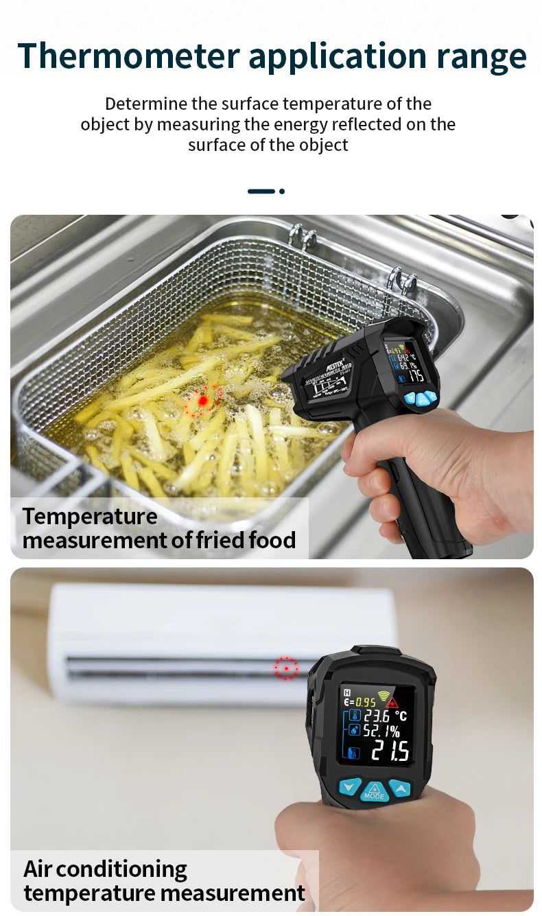 Digital Infrared Thermometer -50 to 800℃ Laser Thermometer -58 to 1472℉ Temperature Meter Digital Thermometer Backlight Alarm
