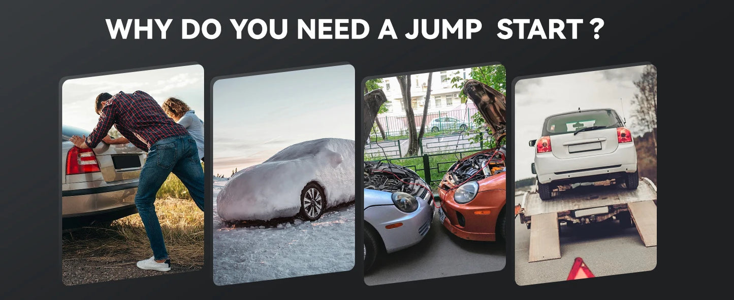 Car Jump Starter 6000A Peak 26800mAh 12V Auto Supercharger Battery Charger Jumper Box with Fast Charger Smart Jumper LED Screen