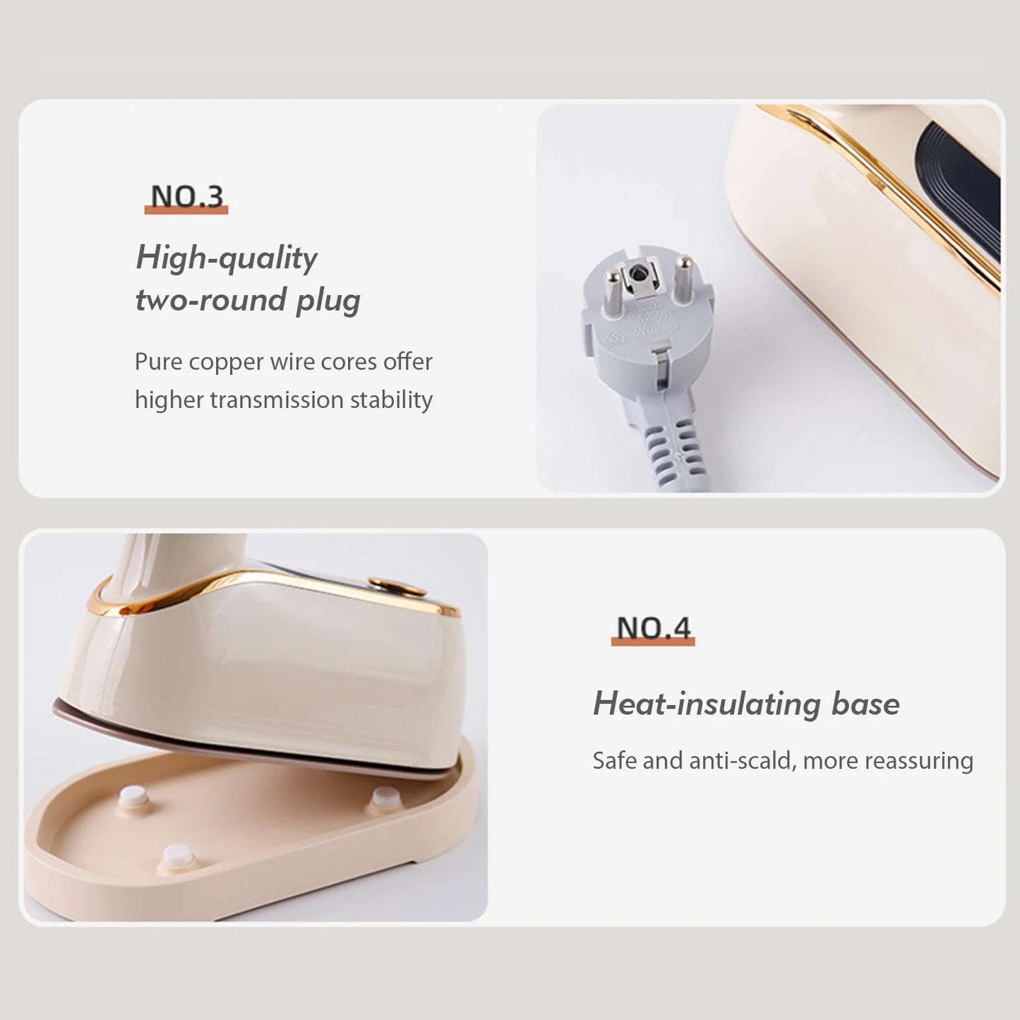 2 in 1 Handheld Steam Clothing Wrinkles Remover with 180° Rotatable Handle Handheld Hanging Iron for Global Travel Office Home