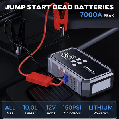 4-in-1 Jump Starter with Air Pump Starter Box Battery Pack with Digital Tire Inflator Car Battery Jump Starter