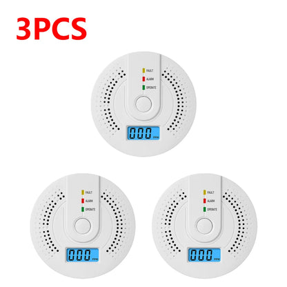 Digital Carbon Monoxide Detector Sound & Light Warning Sensor Battery Powered CO Gas Monitor Meter with LED Indicator Home Use