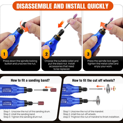 DayPlus Cordless Rotary Tool,1.5Ah 5-Speed, LED Power Multi Tool 80Pcs Accessories Kit for Carving, Polishing, Sanding, Drilling