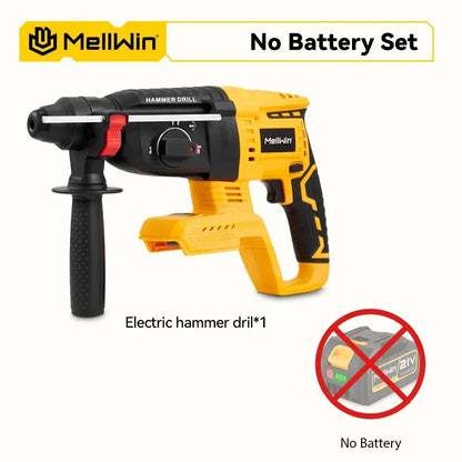 MELLWIN 3 in 1 Brushless Electric Hammer Drill Multifunction Impact Hammer for Steel Concrete Wood For Makita 18V Battery Pin