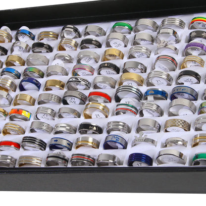 100pcs Mixed Rings Wholesale Lot Bulk Finger Band Rings for Men Women Birthday Jewelry Gift with Box