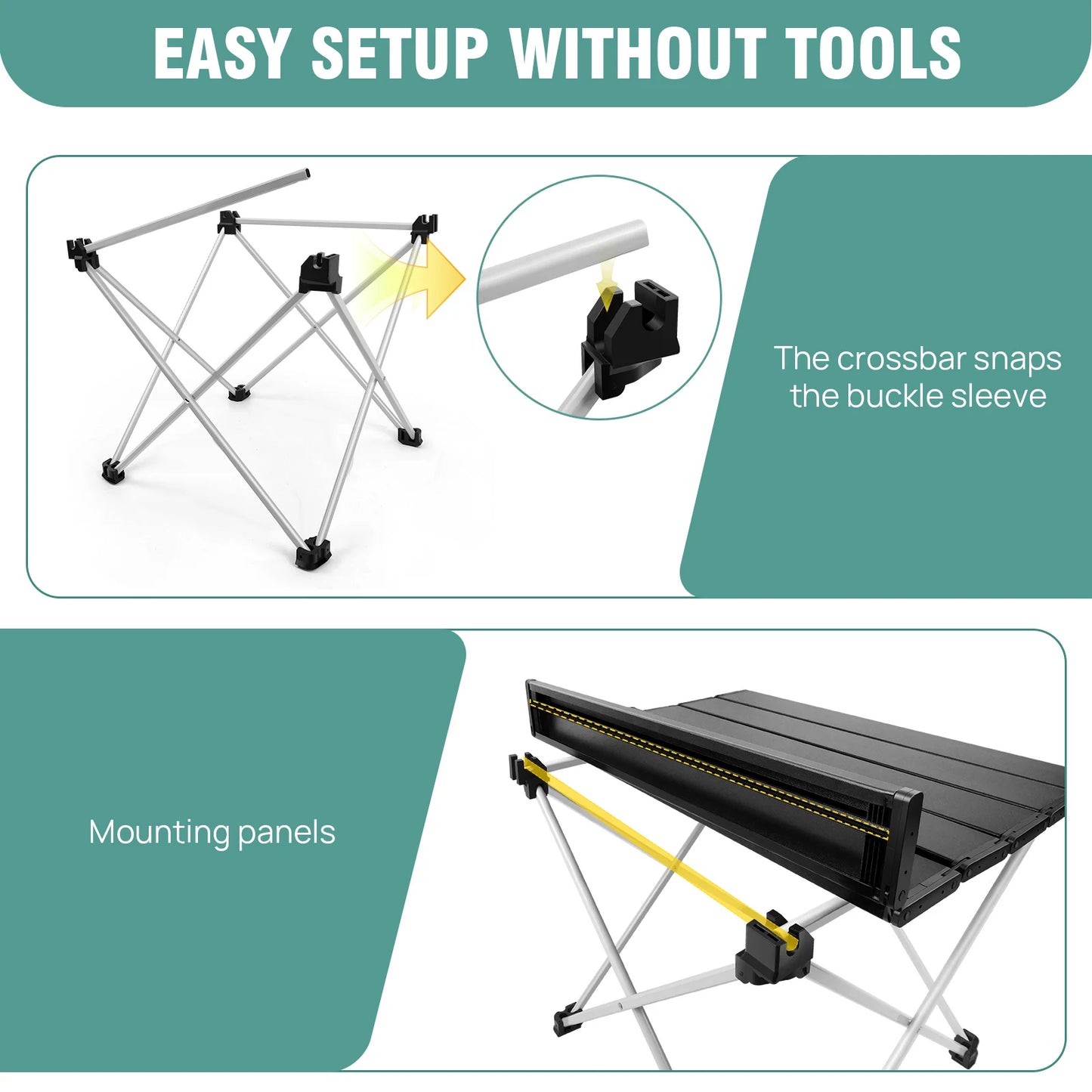 BRIEFNESS Portable Folding Table for Outdoor Picnic Camping Compact Lightweight Aluminum Alloy Garden Patio Table with Carry Bag