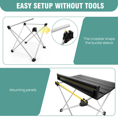 BRIEFNESS Portable Folding Table for Outdoor Picnic Camping Compact Lightweight Aluminum Alloy Garden Patio Table with Carry Bag