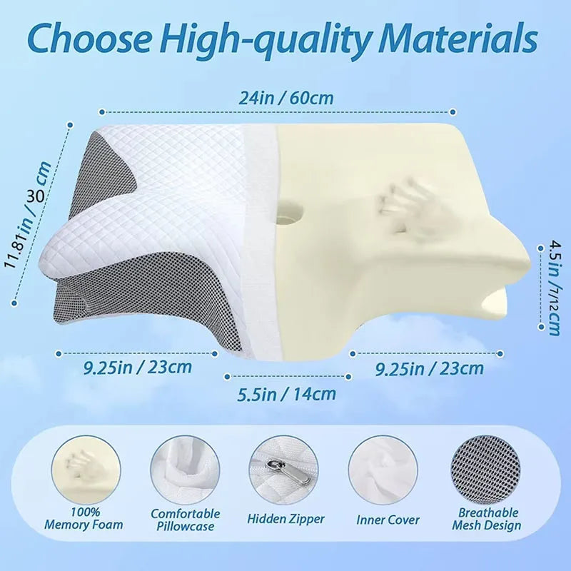 2026 NEW Butterfly-shaped comfortable pillow, soft memory foam pillow, neck support, neck pain relief, neck pillow
