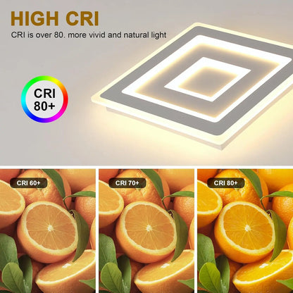 Modern Square LED Ceiling Light,28W Acrylic Ceiling Lamp,White Ceiling Chandelier for Bedroom,Living Room Warm Light 3000K