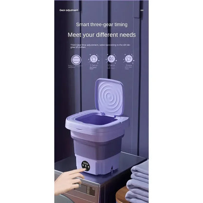 8L Foldable Mini Washer Spin Dryer Portable Cleaning Machine for Socks Underwear Panties Home Use Small Laundry