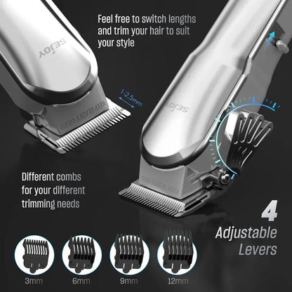 Sejoy Men's Hair Trimmer Multifunction Hair clippers for Body Head Hair Electric Beard Trimmer Shaver Rechargeable Grooming Kit