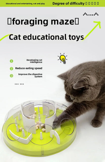Interactive Cat Slow Feeder Puzzle Maze Toy, Anti-Choke Pet Treat Dispenser Bowl for Kitten Small Dog, Food Grade Interactive Fe