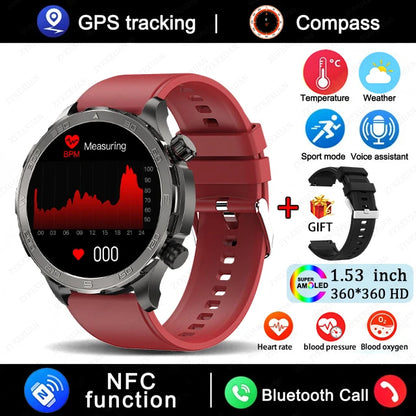New GPS Track Smart Watch Men AMOLED HD Screen Outdoor Sports Fitness Heart Rate NFC IP68 Waterproof Bluetooth Call Smart Watch
