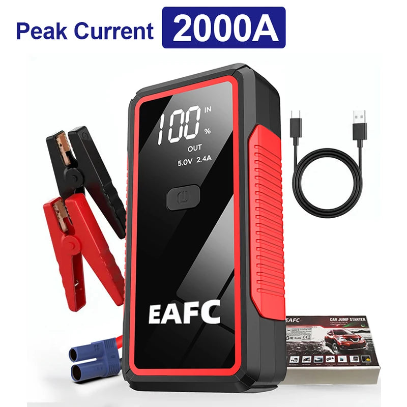 2000A/1200A High Power Car Battery Jump Starter Portable Car Battery Booster Charger Booster Power Bank Starting Device USB Port