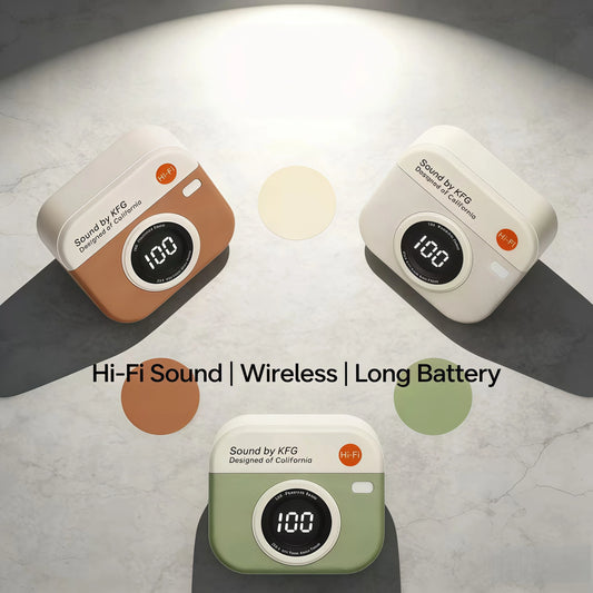 Wireless Bluetooth headphones retro camera creative battery level display music headphones long-lasting battery life