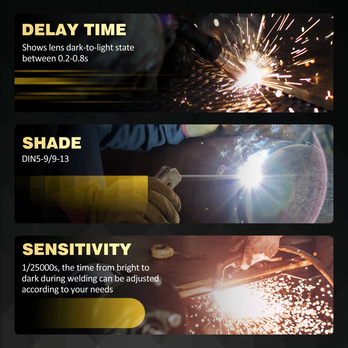 Welding Mask 1/1/1/1 Auto Darkening Welding Helmet 100x97mm Large View TRUE Color 4 Sensors for MIG MAG MMA Welder Machine