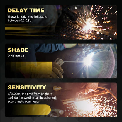 Welding Mask 1/1/1/1 Auto Darkening Welding Helmet 100x97mm Large View TRUE Color 4 Sensors for MIG MAG MMA Welder Machine