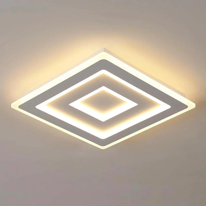 Modern Square LED Ceiling Light,28W Acrylic Ceiling Lamp,White Ceiling Chandelier for Bedroom,Living Room Warm Light 3000K