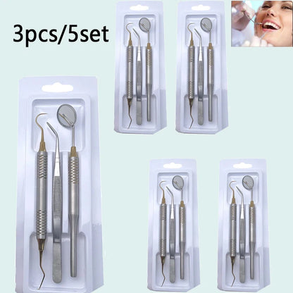 Dental Instruments Set Stainless Steel Teeth Care Tools for Dentist with Mirror Probe Tweezers Spoon Excavator