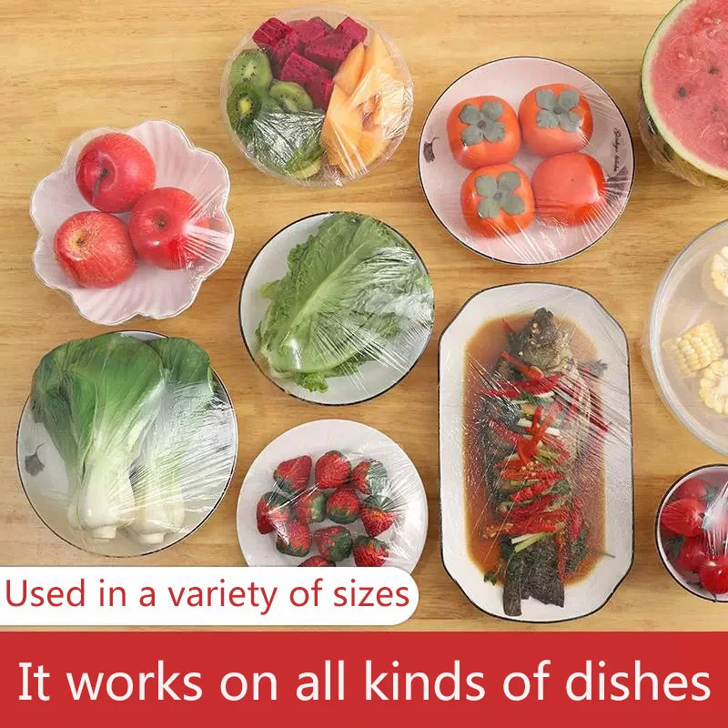 Plastic Disposable Food Cover Colorful Elastic Wrap Food Covers Fresh-keeping Lid Plate Kitchen Nylon Packaging Bags Storage Bag