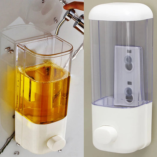 500ML Wall Mounted Soap Dispenser Bathroom Sanitizer Shampoo Shower Gel Container Bottle Storage 8.3x8x22cm