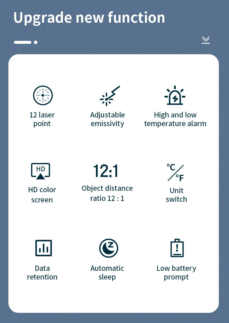 Digital Infrared Thermometer -50 to 800℃ Laser Thermometer -58 to 1472℉ Temperature Meter Digital Thermometer Backlight Alarm