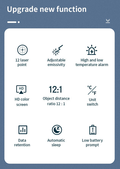 Digital Infrared Thermometer -50 to 800℃ Laser Thermometer -58 to 1472℉ Temperature Meter Digital Thermometer Backlight Alarm