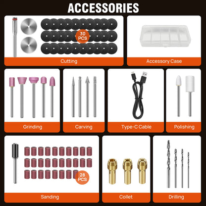 DayPlus Cordless Rotary Tool,1.5Ah 5-Speed, LED Power Multi Tool 80Pcs Accessories Kit for Carving, Polishing, Sanding, Drilling