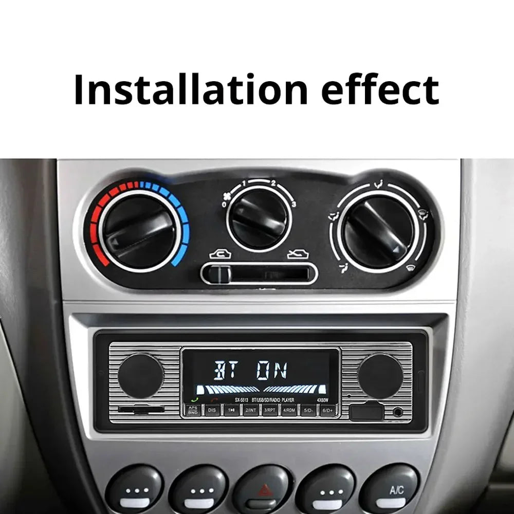 1 Din Car Radio MP3 Player Vintage Dual Knob Digital Bluetooth Audio Radio Multimedia Music USB SD Stereo Play in Dash AUX Input