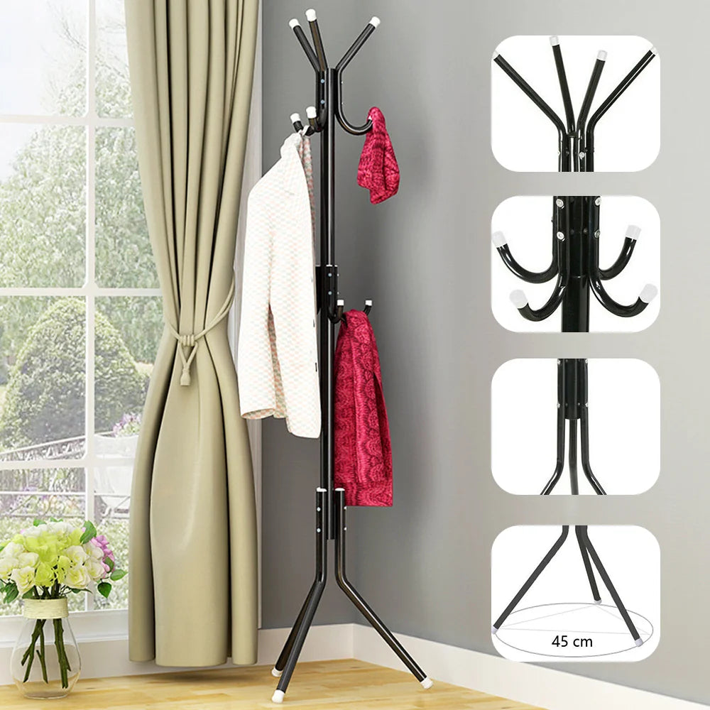 Metal Freestanding Tree-Shaped Clothing Rack, Multi-Functional Garment Organizer, Space-Saving Floor Standing clothes hat Rack