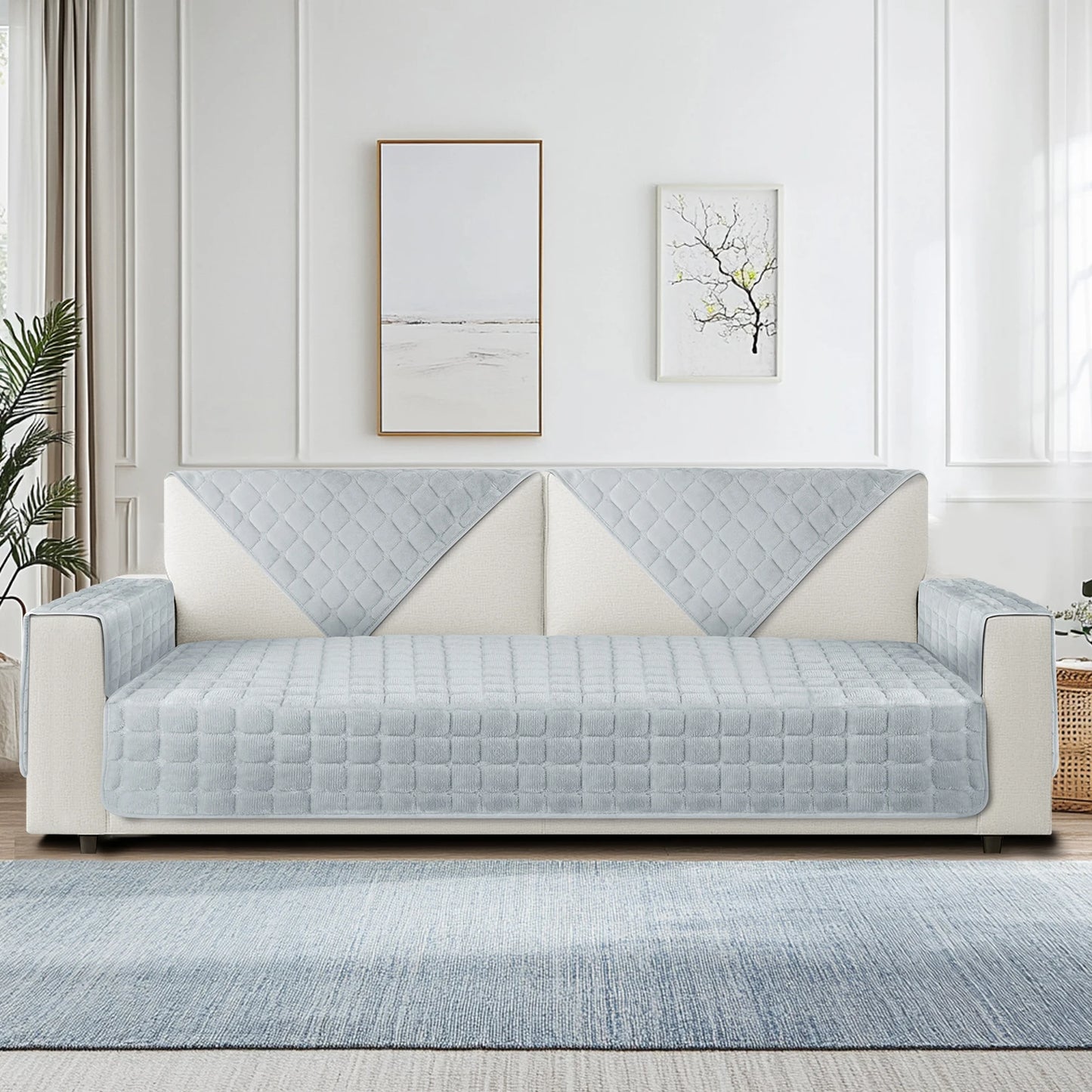 Soft Flannel Sofa Covers Washable Sofa Cushion Covers Non-Slip Couch Slipcovers for Sectional Sofa L Shape Furniture Protector