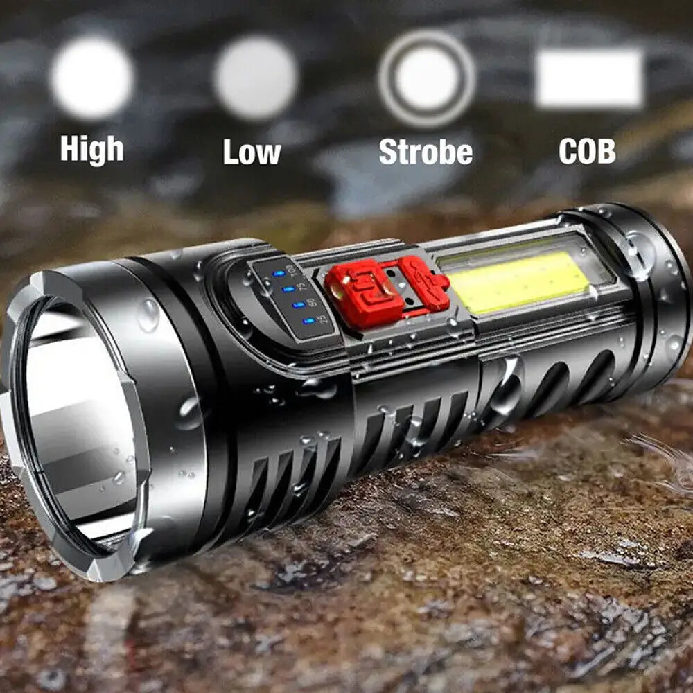 1/2pcs High Strong Power Led Flashlights Tactical Torch with Display Light USB Charging Camping Fishing Emergency Zoom Lantern