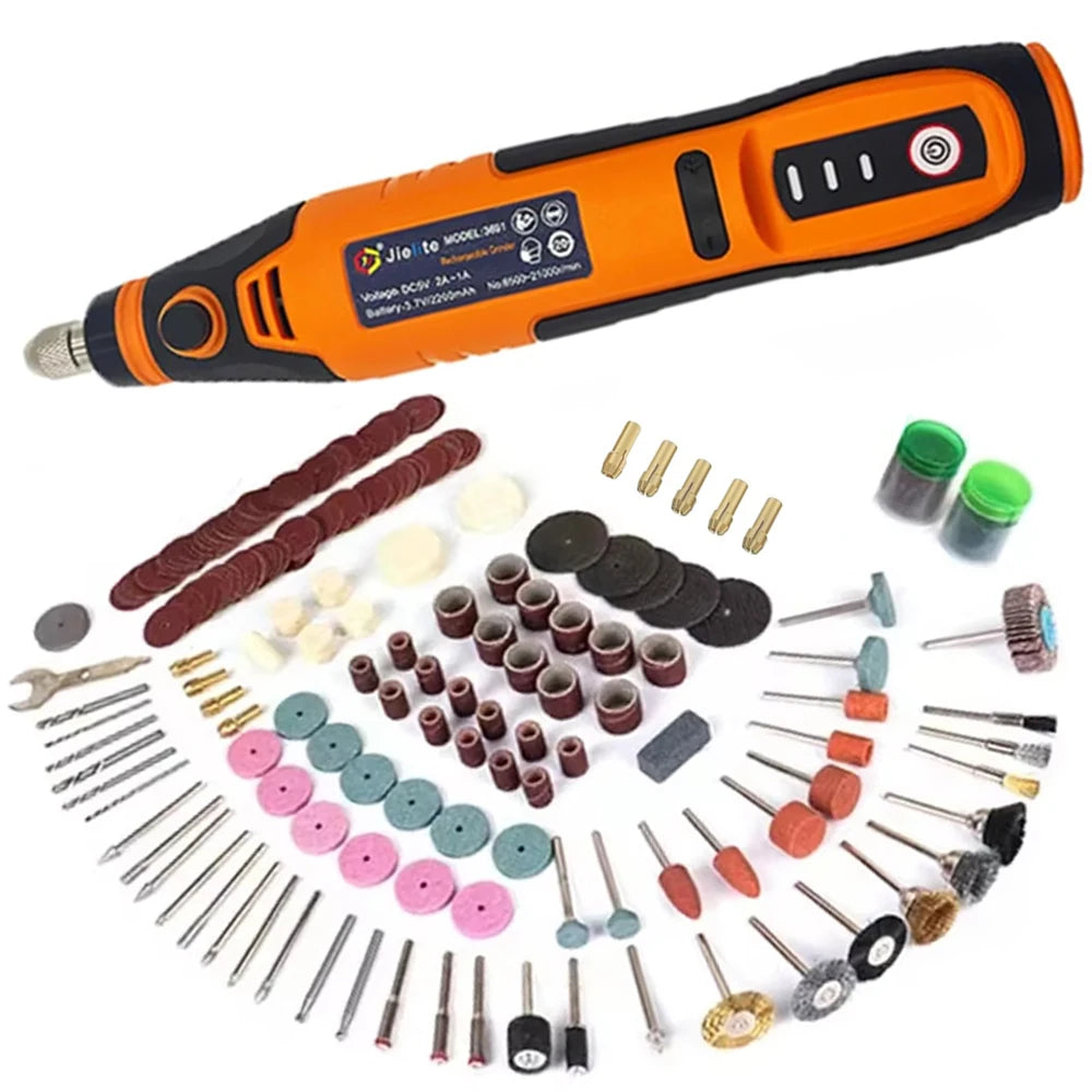 JANGKLIFE USB Cordless Rotary Tool Dremel Mini Drill Engraving Pen Electric Mini Wireless Drill with Accessories DIY Set