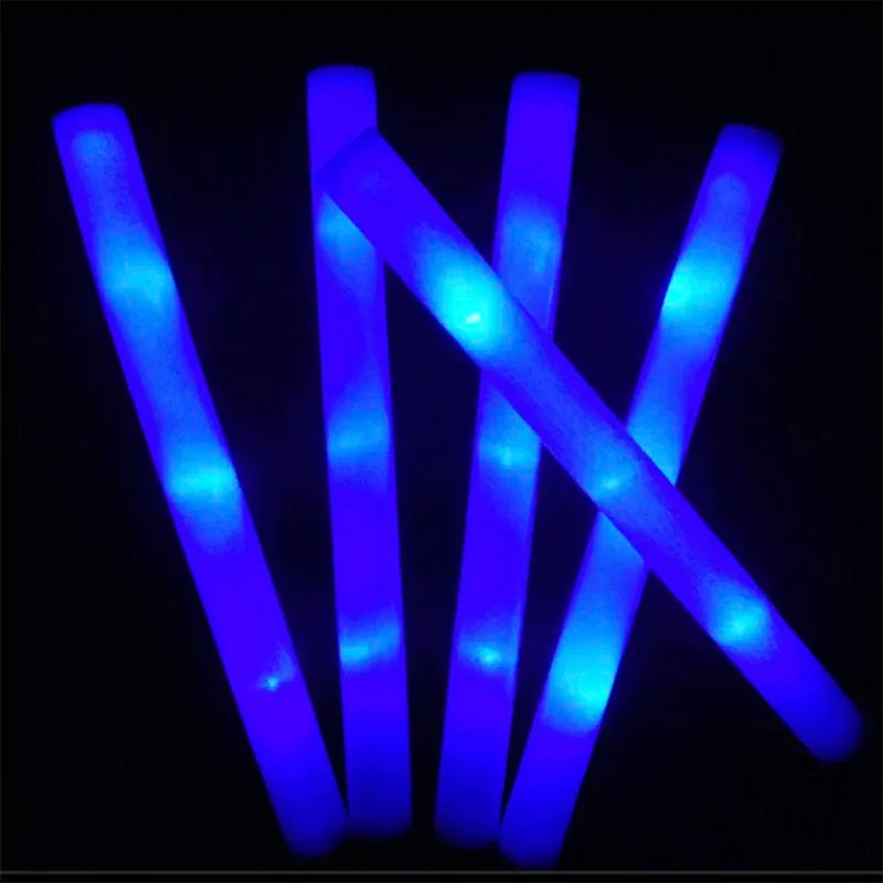 12/15/30/60Pcs RGB LED Glow Bulk Party Supplies Colorful LED Glow Sticks Foam Stick Cheer Tube Dark Light Birthday Wedding