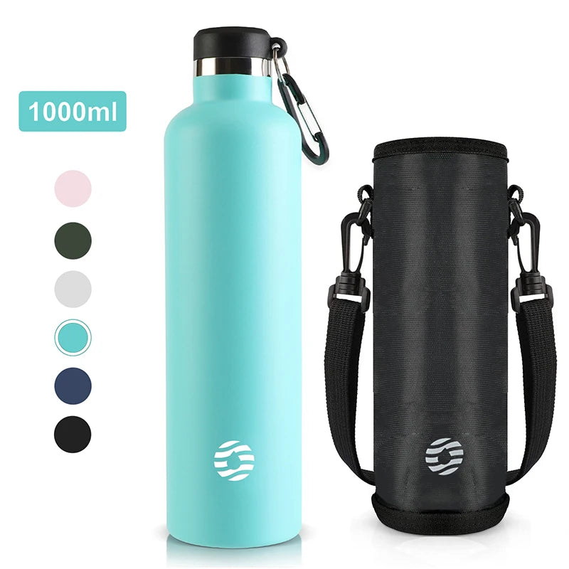 FEIJIAN Stainless Steel Thermos Bottle 1000ml Sports Flask Vacuum Insulated Water Bottle Leak Proof BPA Free