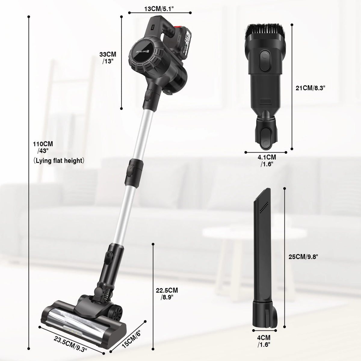 Cordless Vacuum Cleaner,Wall Hanging Stick Vacuum Cleaner 17KPA Pet Hoover Vacuum Cleaner with Tangle-Free Brush,3000mAh Battery