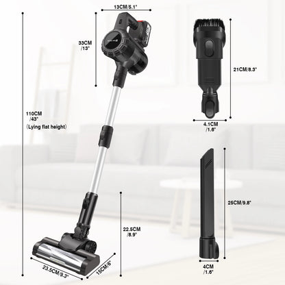 Cordless Vacuum Cleaner,Wall Hanging Stick Vacuum Cleaner 17KPA Pet Hoover Vacuum Cleaner with Tangle-Free Brush,3000mAh Battery