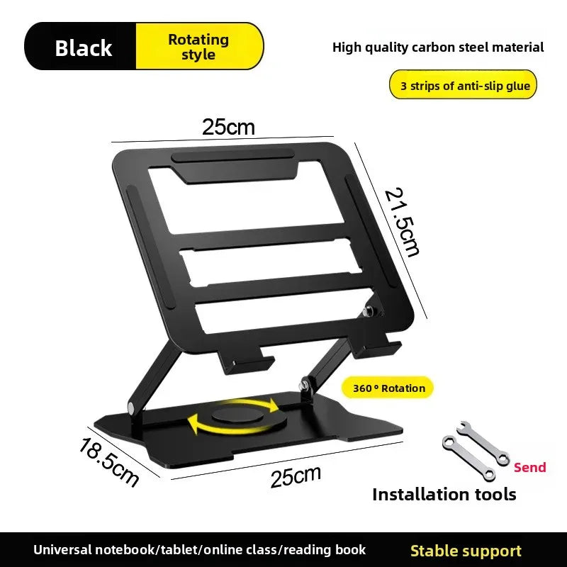 No-Install Notebook Tablet Stand Foldable Alloy Heat Sink Rotatable Display Elevation Frame Lightweight Portable Computer Holder