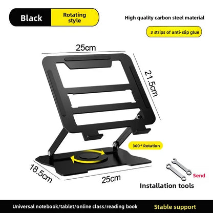 No-Install Notebook Tablet Stand Foldable Alloy Heat Sink Rotatable Display Elevation Frame Lightweight Portable Computer Holder