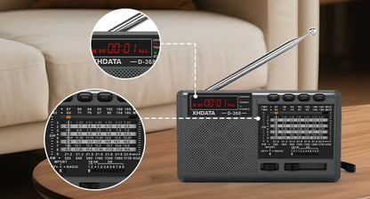 XHDATA D-368/ D-328 Portable Radio FM1-2/AM/SW 12 Band MP3 Player Bluetooth/TF Card With Headphone Jack For Elder Easy Use