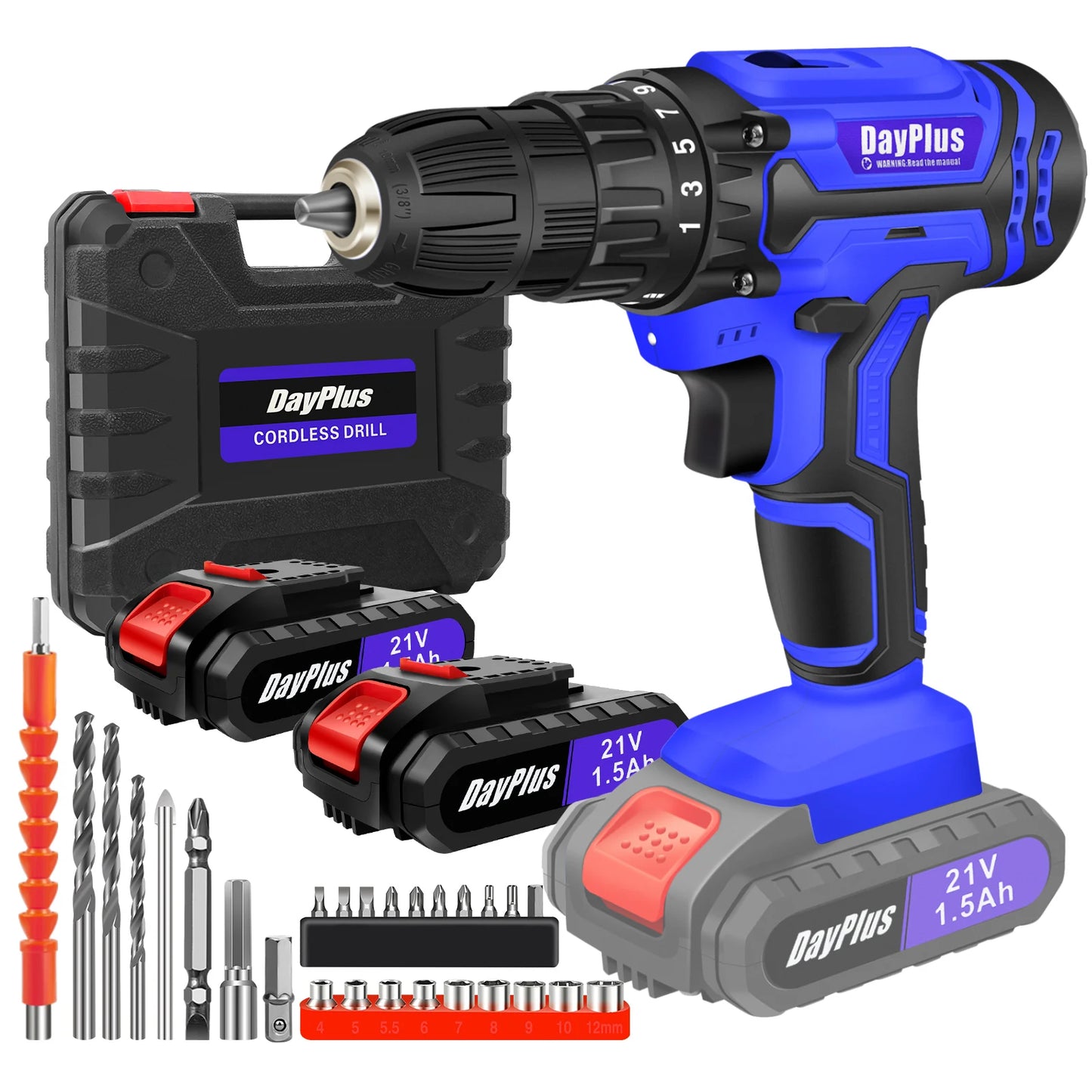 21V Cordless Drill,Electric Screwdriver Tools Kit with 25+1 Torque Setting,2 Variable Speed,29PCS Accessories,LED Work Light