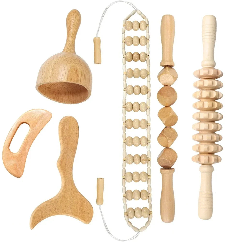 Jecaliz Wooden Therapy Massager for Lymphatic Drainage Anti Cellulite Maderoterapia Body Sculpturing Massage Roller Guasha Sets